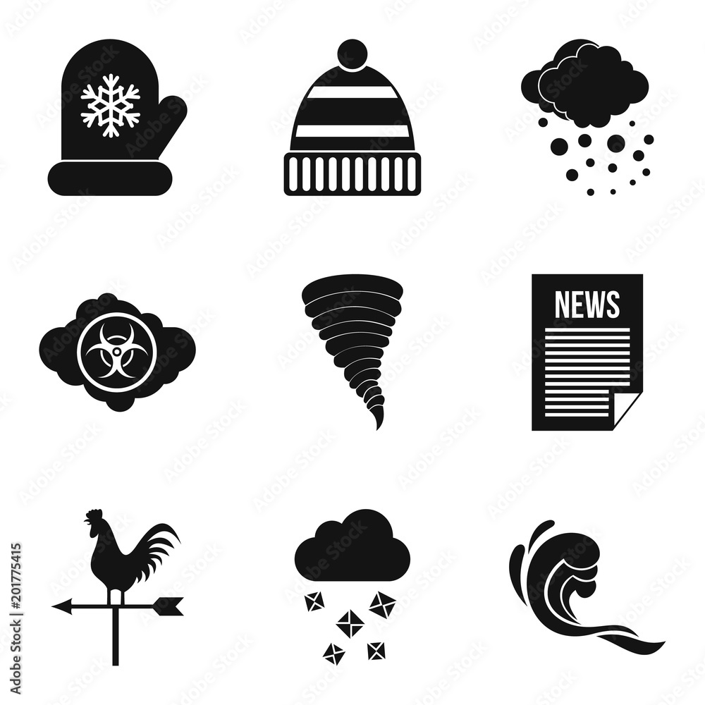 Poster met office icons set. simple set of 9 met office vector icons for web isolated on white background