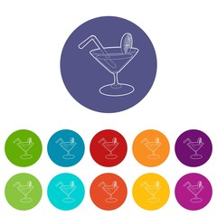 Cocktail icons color set vector for any web design on white background