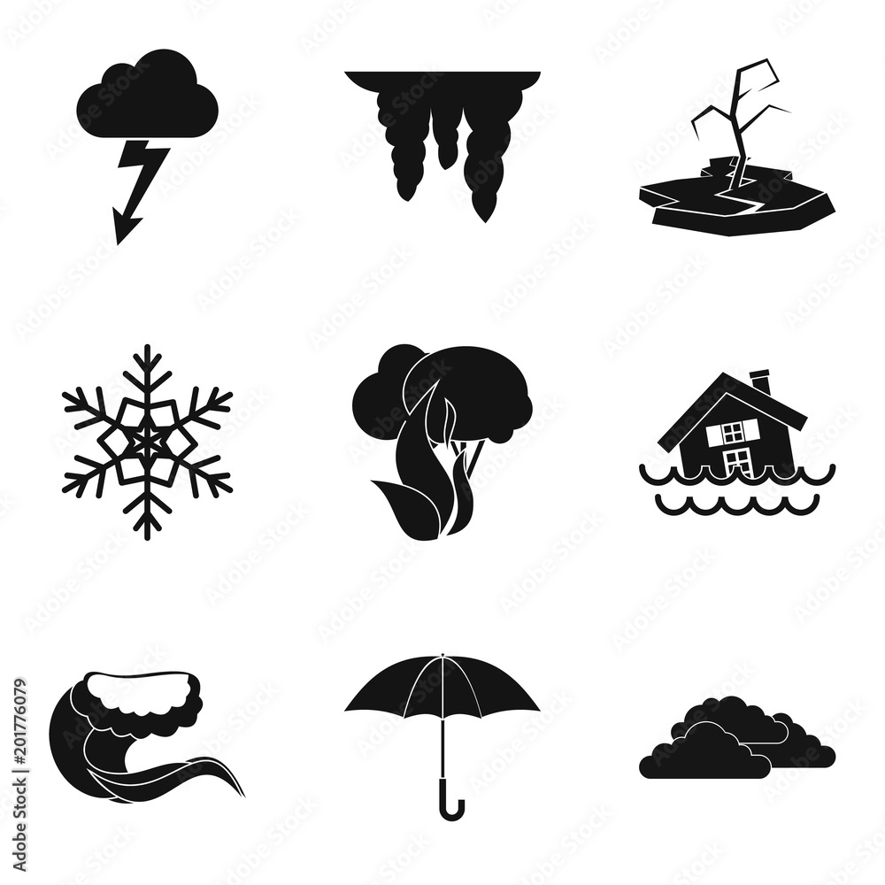 Aufkleber hydrometeorological service icons set. simple set of 9 hydrometeorological service vector icons for 