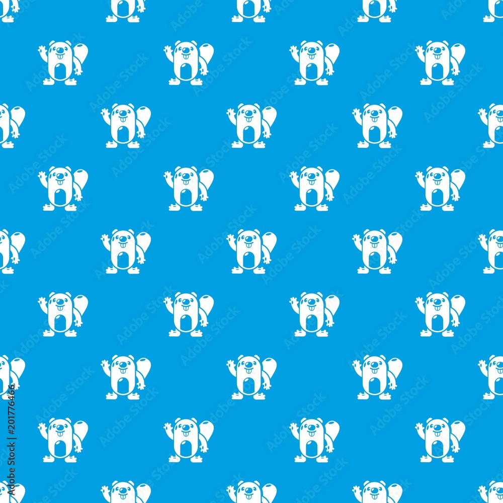 Poster beaver pattern vector seamless blue repeat for any use