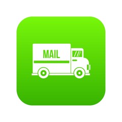 Mail truck icon digital green for any design isolated on white vector illustration