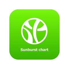 Sunburst chart icon green vector isolated on white background