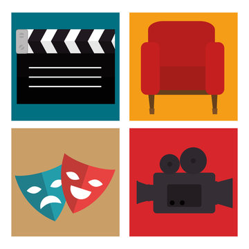 cinema entertainment set icons vector illustration design