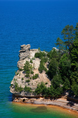 Miners Castle rock formation at Pictured Rocks National Lakeshore, Lake Superior, Michigan - 201777636