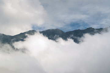 Mountain range in the clouds