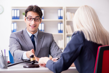 Lawyer discussing legal case with client