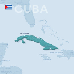 Verctor Map of cities and roads in Cuba.