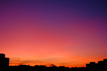 Colorful gradient skyline during sunset in the city