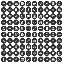 100 bullet icons set in simple style white on black circle color isolated on white background vector illustration