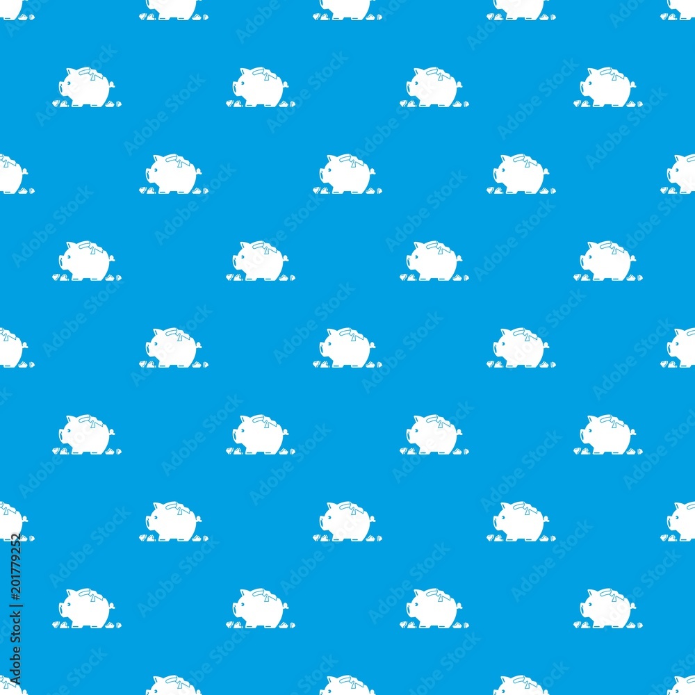 Poster broken piggy bank pattern vector seamless blue repeat for any use
