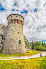 Fototapeta na wymiar The walk with baby to the castle of Brescia on Cidneo, Italy