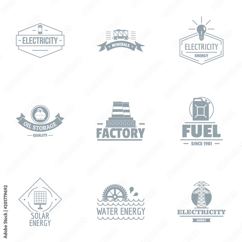 Aufkleber factory logo set. simple set of 9 factory vector logo for web isolated on white background
