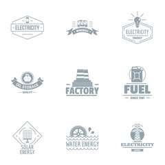Factory logo set. Simple set of 9 factory vector logo for web isolated on white background