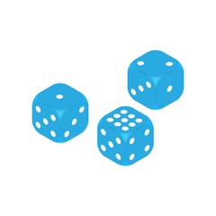 Dice vector icon. three dice casino gambling template concept. Flat isolated vector illustration, on a white background.