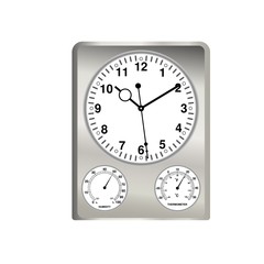 Clock icon in flat style, air humidity index and temperature. Flat isolated vector illustration, on a white background.