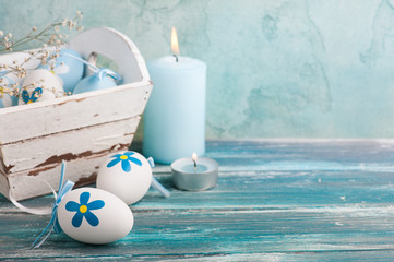 White blue easter eggs