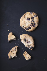 Chocolate cookies on dark