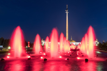Fountains on Poklonnaya hill in victory Park. Moscow. Russia. 
