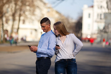 Jealous girlfriend spying her boyfriend messaging