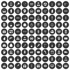 100 business day icons set in simple style white on black circle color isolated on white background vector illustration