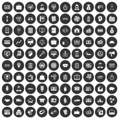 100 business group icons set in simple style white on black circle color isolated on white background vector illustration