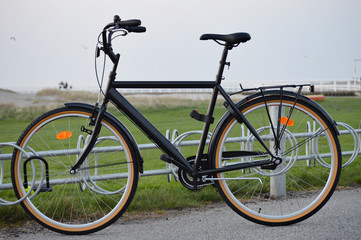 Chained black bike in Sweden, Malmo