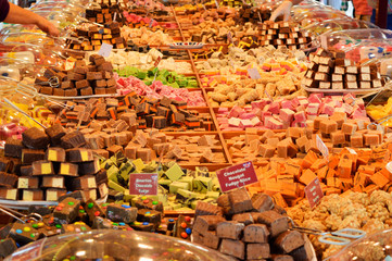 Candy on food market in Malmo city