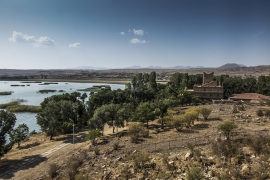 Shore of Lake Sevan in the area of Sevanavank monastery