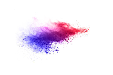 abstract powder splatted background. Colorful powder explosion on white background. Colored cloud. Colorful dust explode. Paint Holi.
