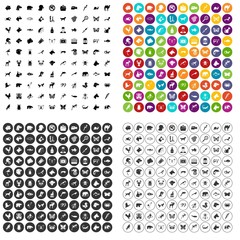 100 animals icons set vector in 4 variant for any web design isolated on white