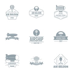 Airship logo set. Simple set of 9 airship vector logo for web isolated on white background