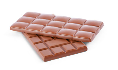 Milk chocolate bars on isolation