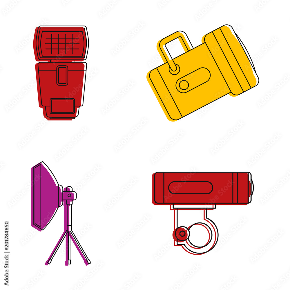 Poster spot light icon set. color outline set of spot light vector icons for web design isolated on white b