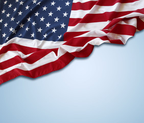 American flag on blue