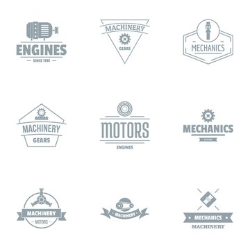 Motor logo set. Simple set of 9 motor vector logo for web isolated on white background