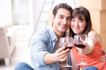 Young family celebrating wedding anniversary