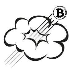  bitcoin coin rises through the cloud 