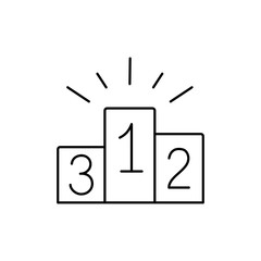 competition ceremony winner pedestal  line black vector icon