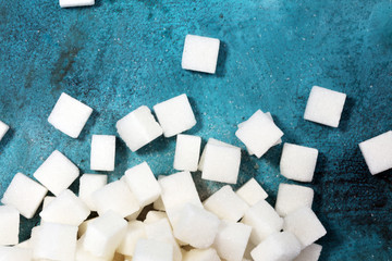 sugar cubes. unhealthy living with white sugar cube