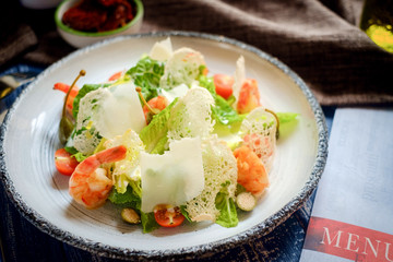 Caesar salad with shrimps