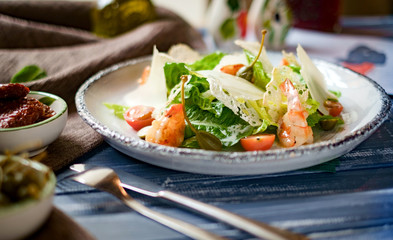 Caesar salad with shrimps