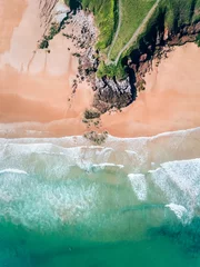 Fotobehang Luchtfoto Aerial view of a wild beach in Asturias
