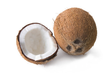natural coconut isolated in white background