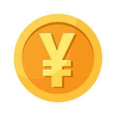 Yuan yen golden coin. Money icon. Vector illustration