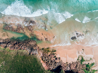 Aerial view of a wild beach in Asturias