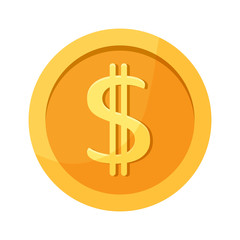 Dollar golden coin. Money icon. Vector illustration
