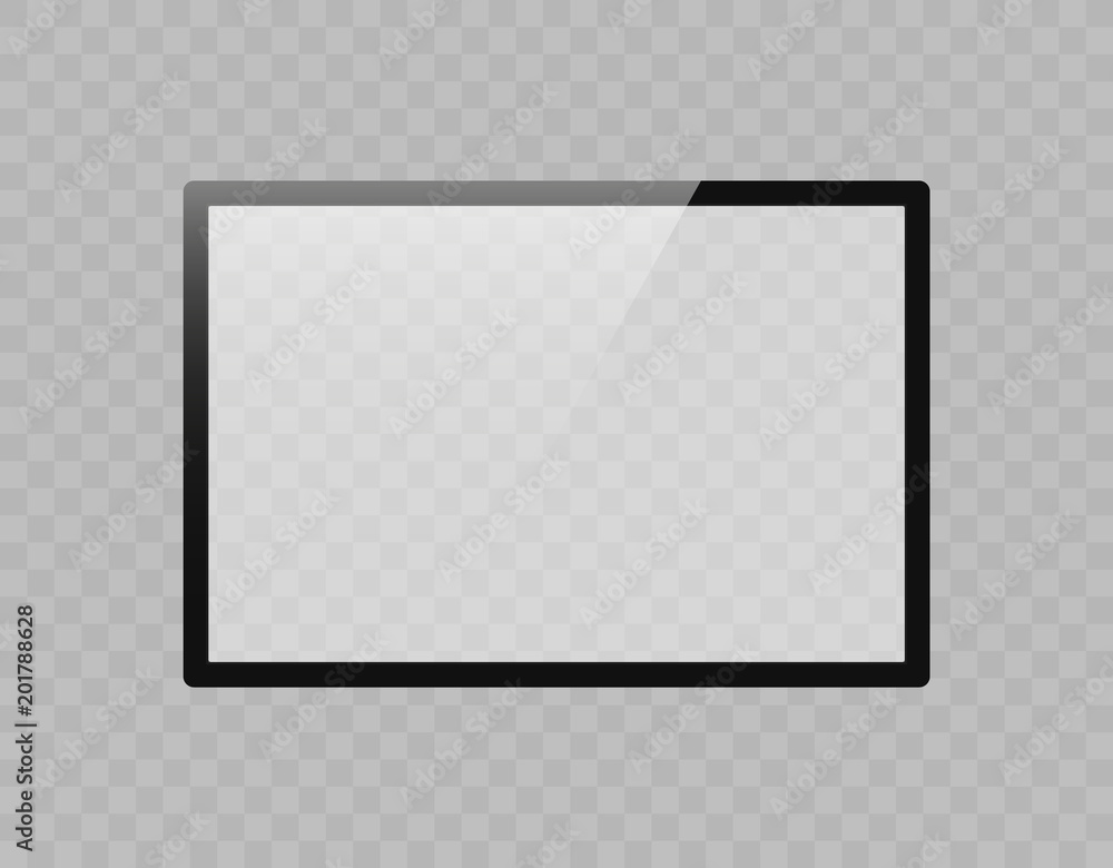 Poster frame tv. monitor computer black photo frame isolated on transparent background. vector blank screen