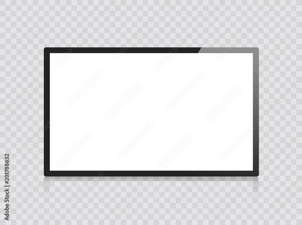 Poster frame tv. monitor computer black photo frame isolated on transparent background. vector blank screen