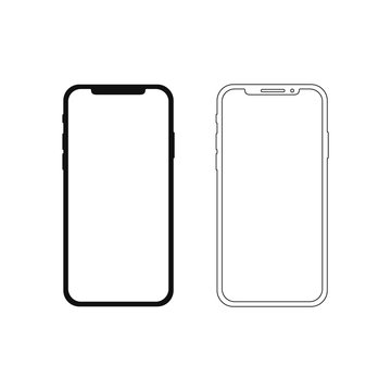 Realistic smartphone. Set realistic smartphone. Phone black. Flat cartoon design, vector illustration on background.