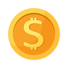 Dollar golden coin. Money icon. Vector illustration